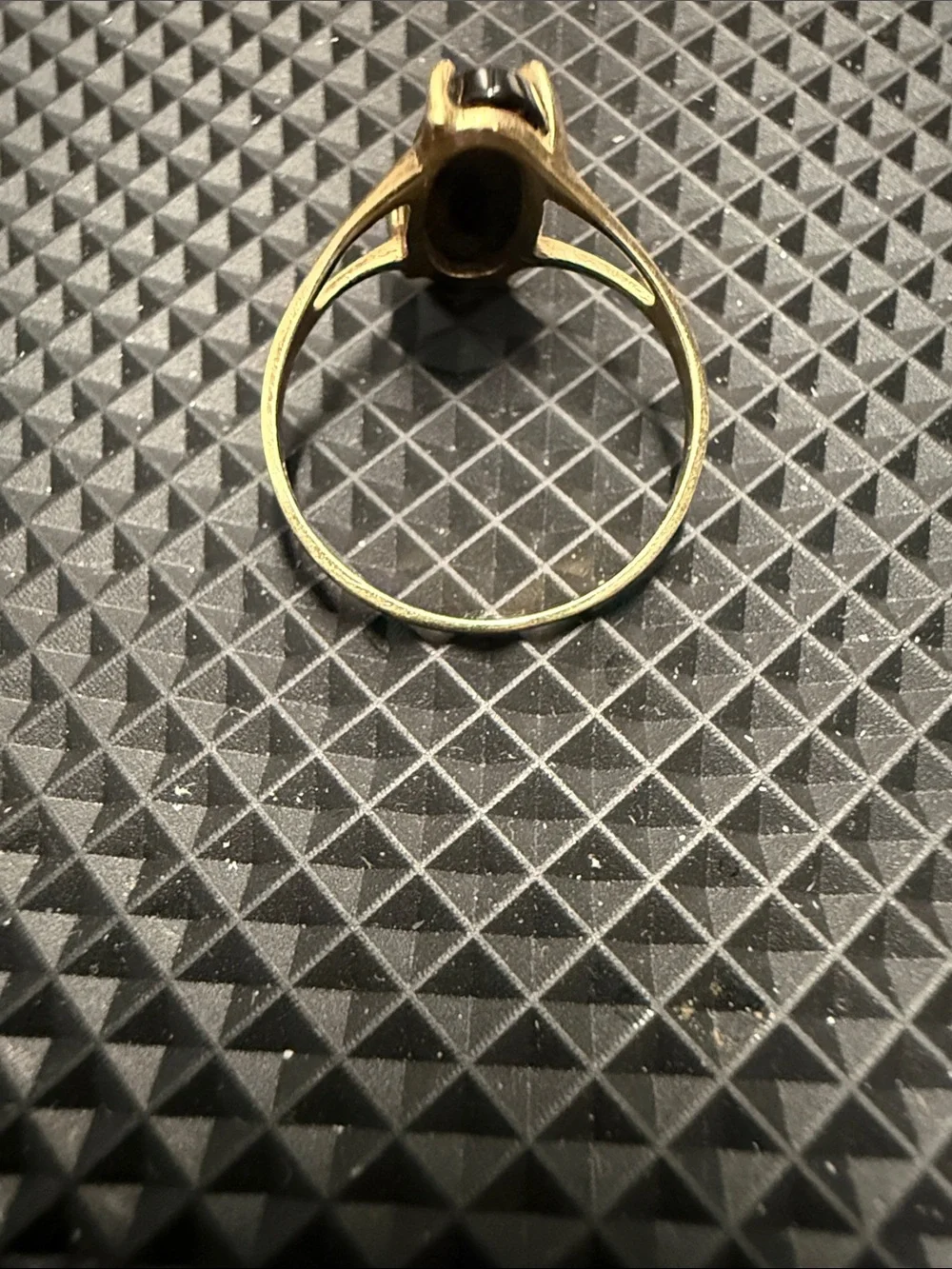 Gold Tone Mom Women's Signet Ring with Black Center Stone 10 karat